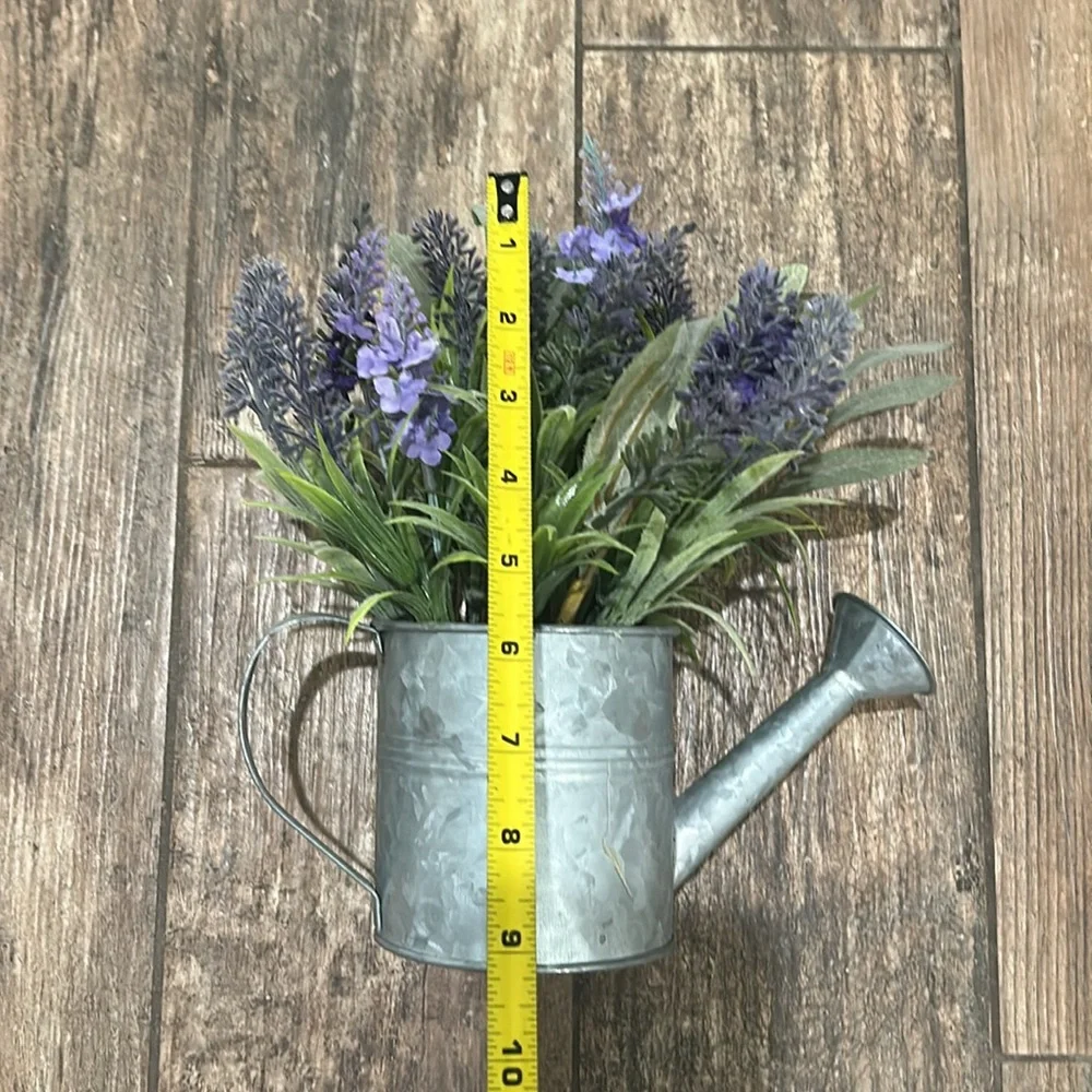 Lavender and Greenery in Silver Watering Can